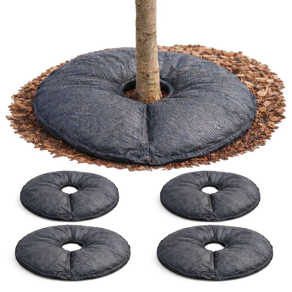 SteadySpring 24" front view showing round mat and weed barrier, conserves water