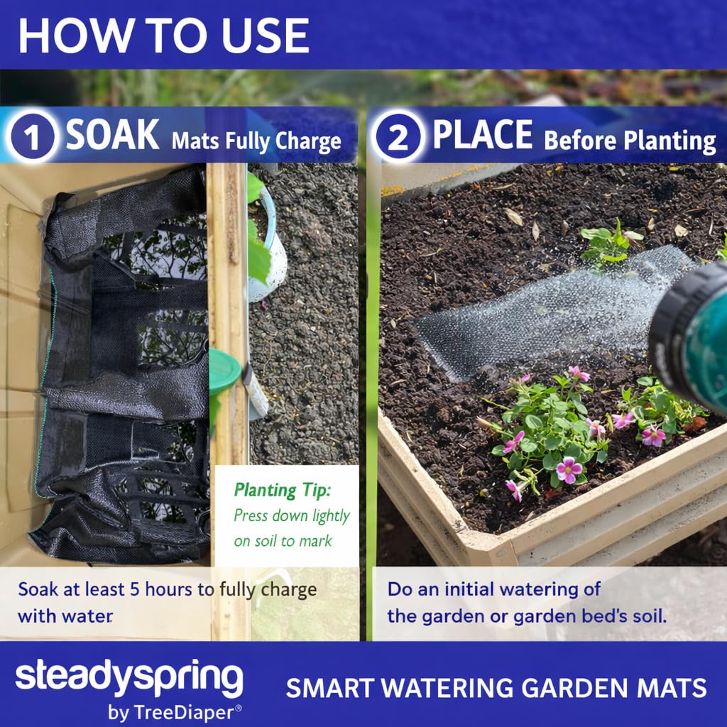 SteadySpring mat installed in raised bed offering consistent moisture