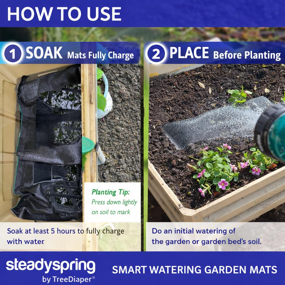 SteadySpring mat installed in raised bed offering consistent moisture