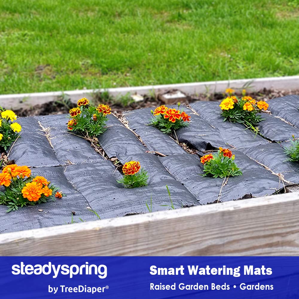SteadySpring mat in vegetable garden lifestyle scene for low-maintenance care