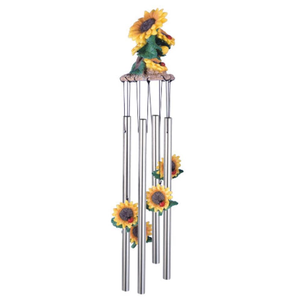 StealStreet sunflower wind chime front view showing full 23-inch porch display and charm