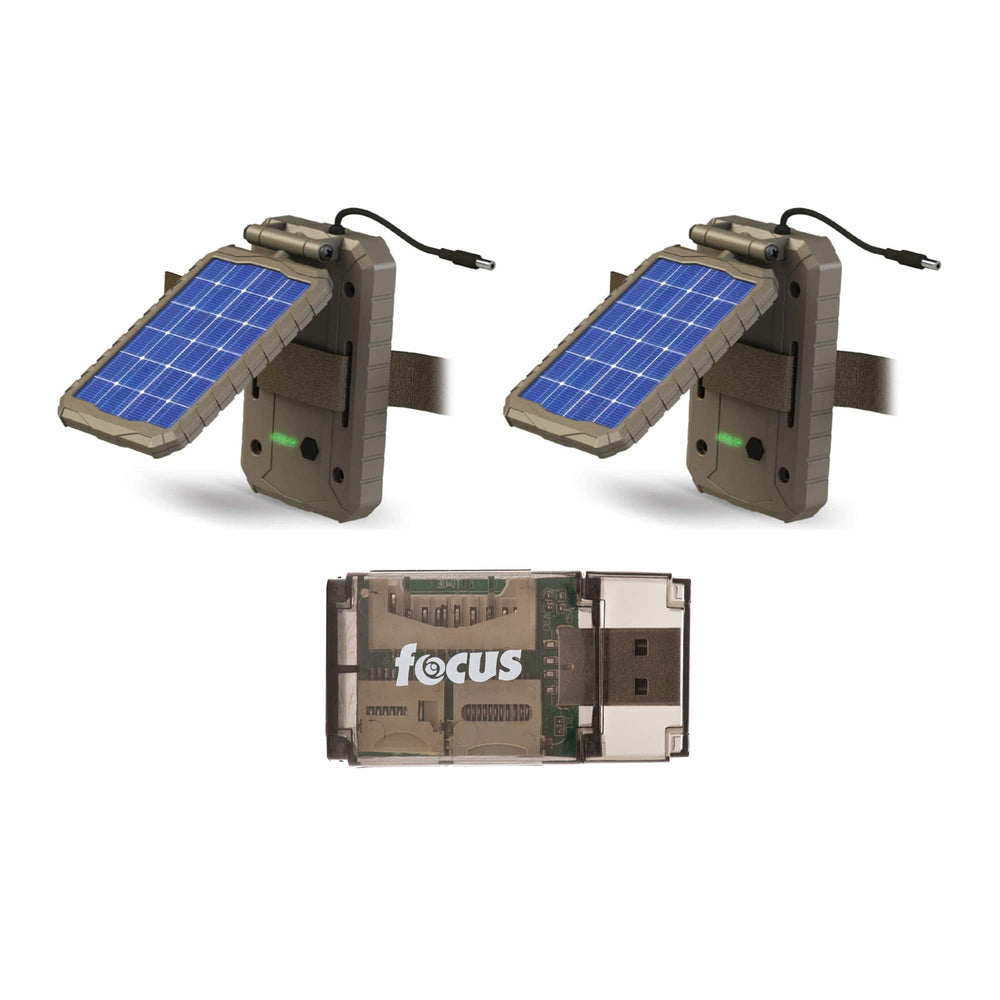Stealth Cam front view of boxed solar power panel bundle showing kit contents and branding benefit