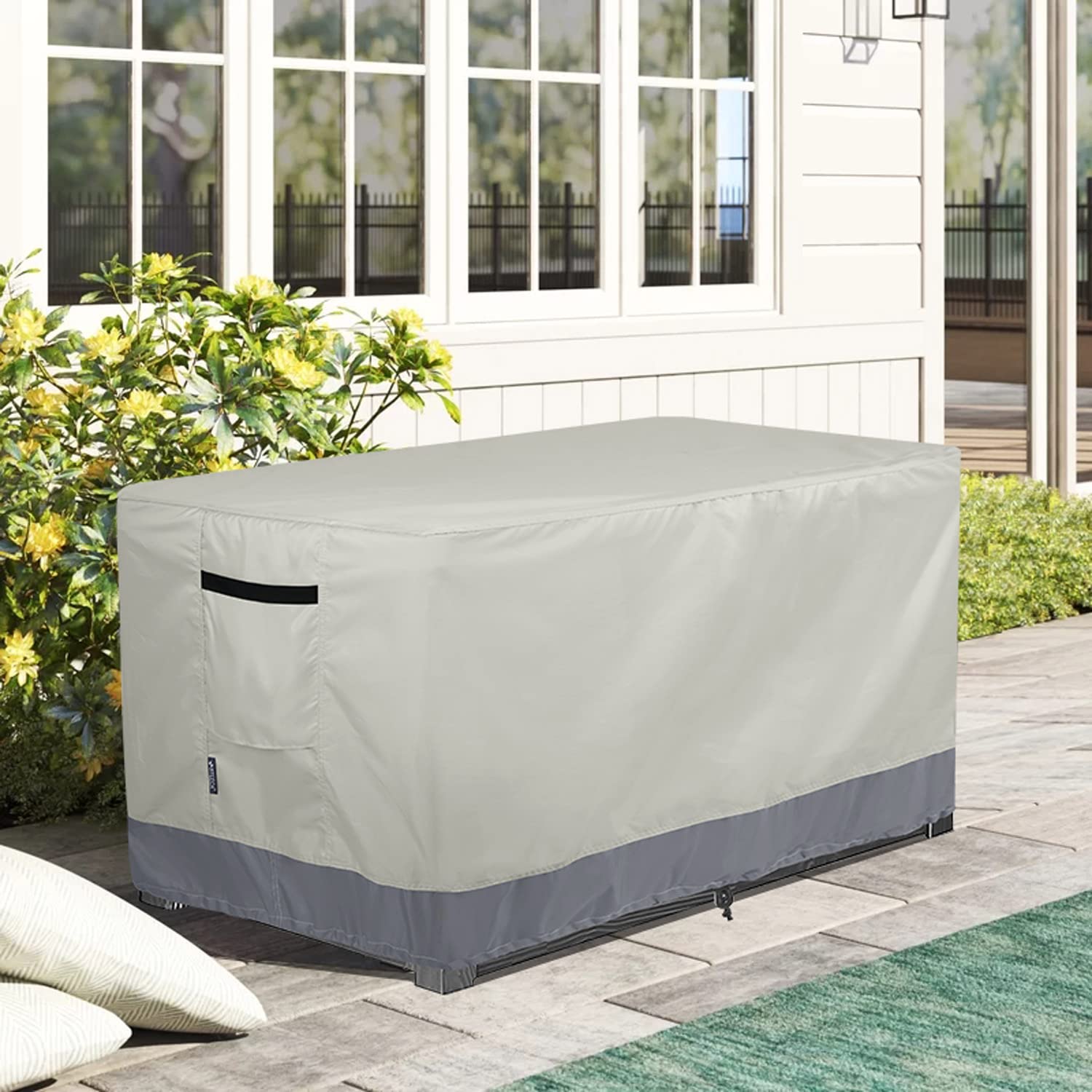 STEECA lifestyle scene on patio showing neat protected storage