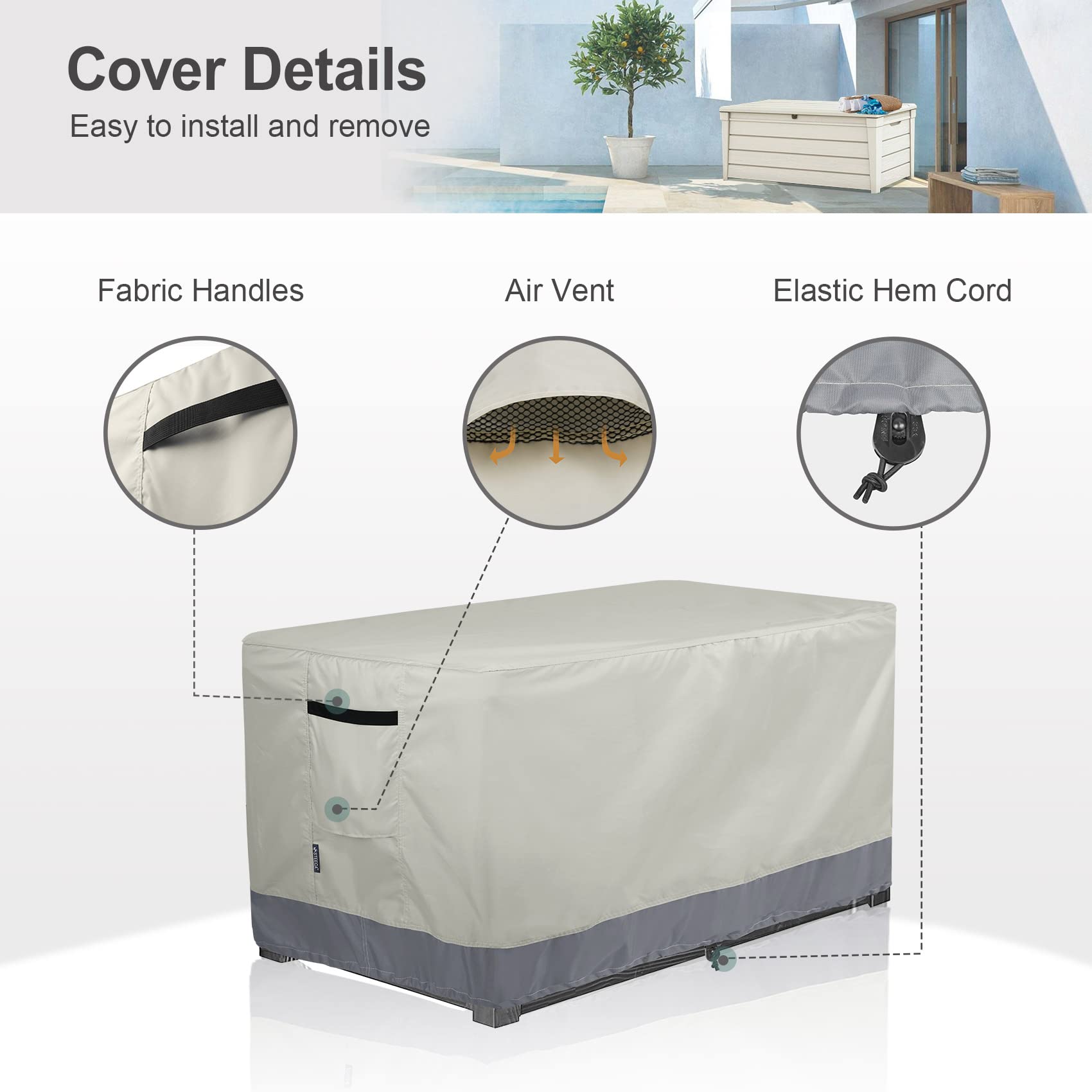 STEECA side air vent and elastic hem showing wind-secure fit