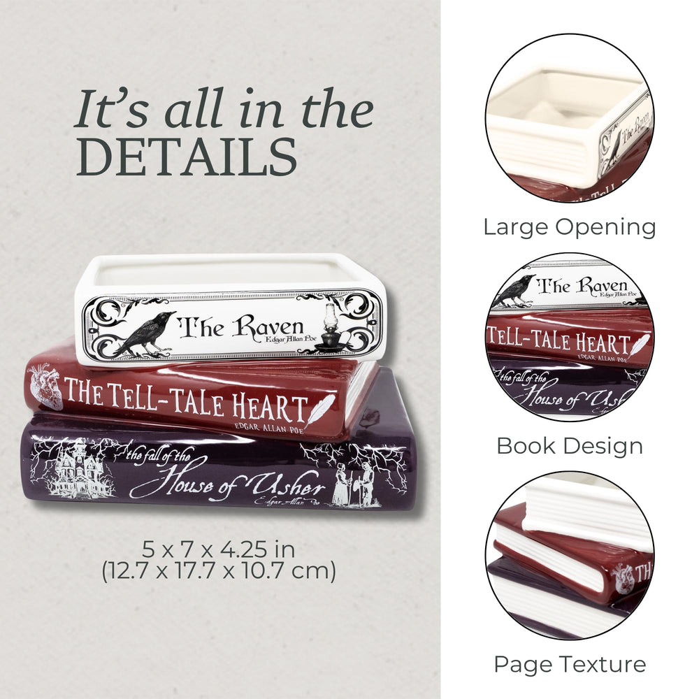 Steel Mill and Co. close-up spine artwork showing Poe titles for collector appeal
