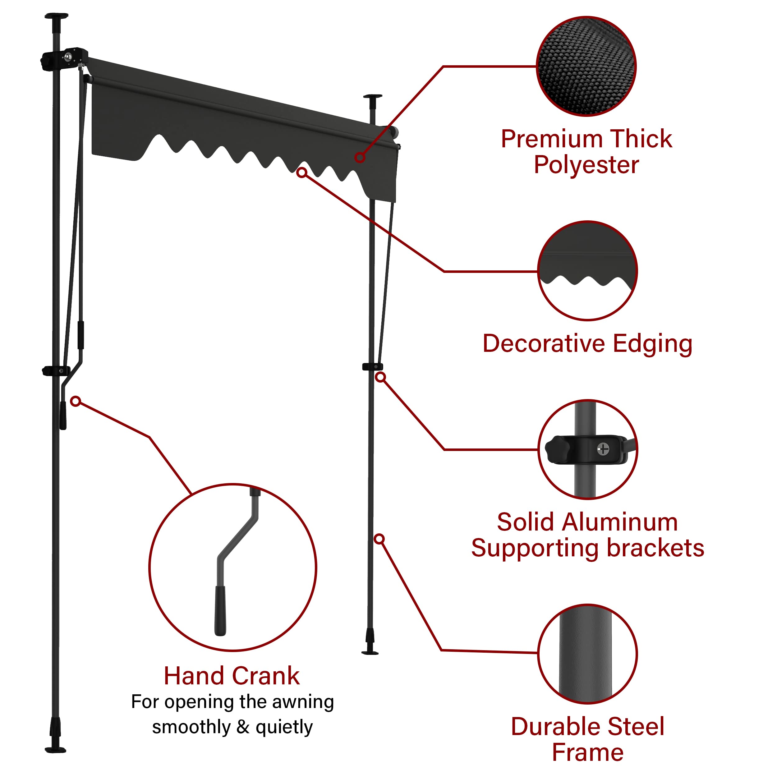 STEELAID awning shading patio furniture to increase outdoor comfort