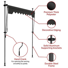 STEELAID awning installed over doorway demonstrating quick no-drill mounting benefit