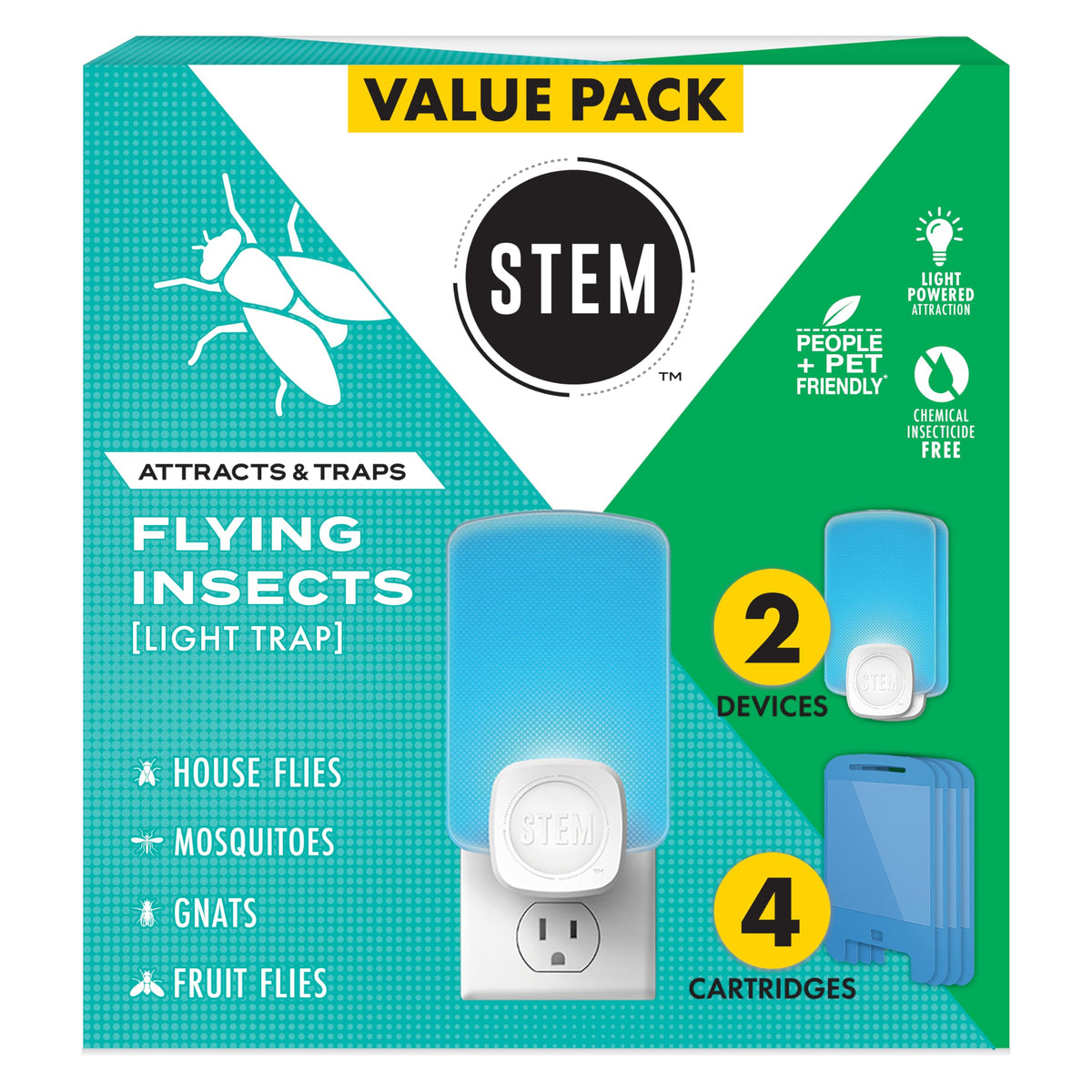 STEM front view plugged in showing compact trap and benefit of discreet pest control
