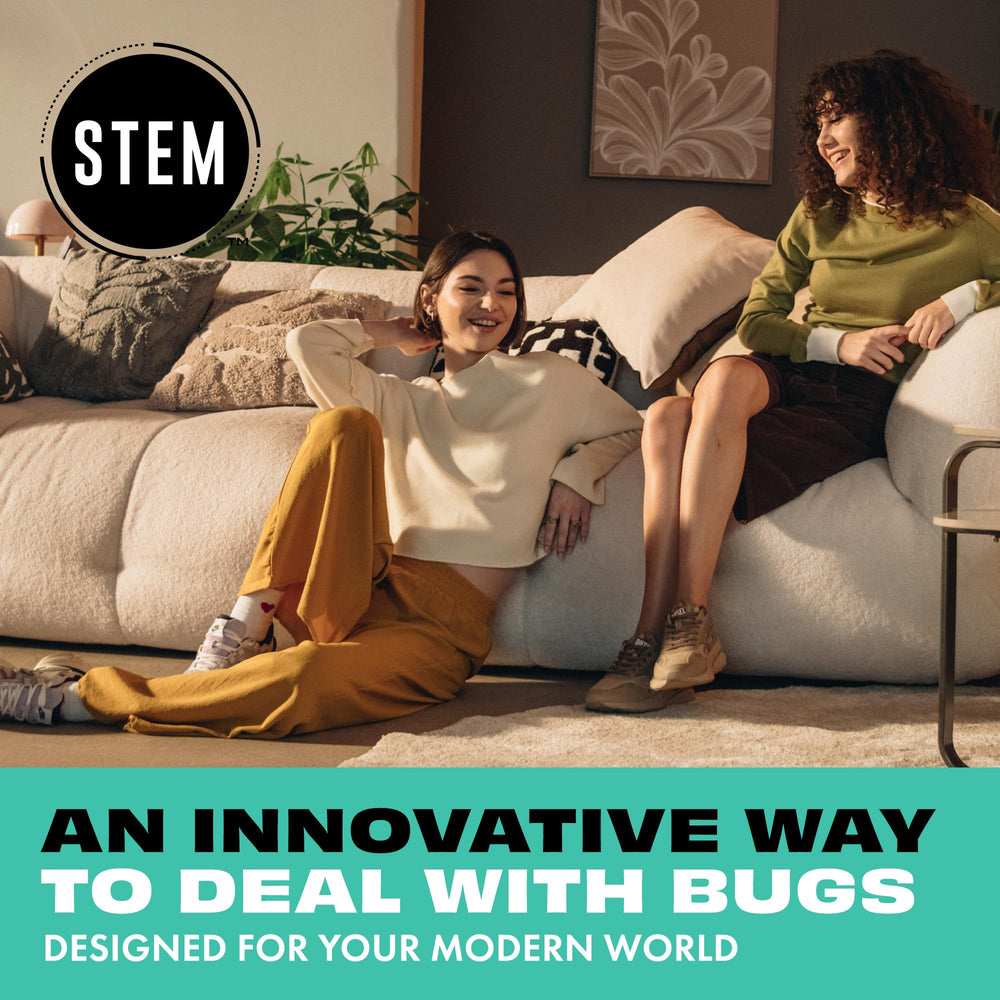 STEM trap with 90-degree plug rotated to fit tight outlet spaces safely