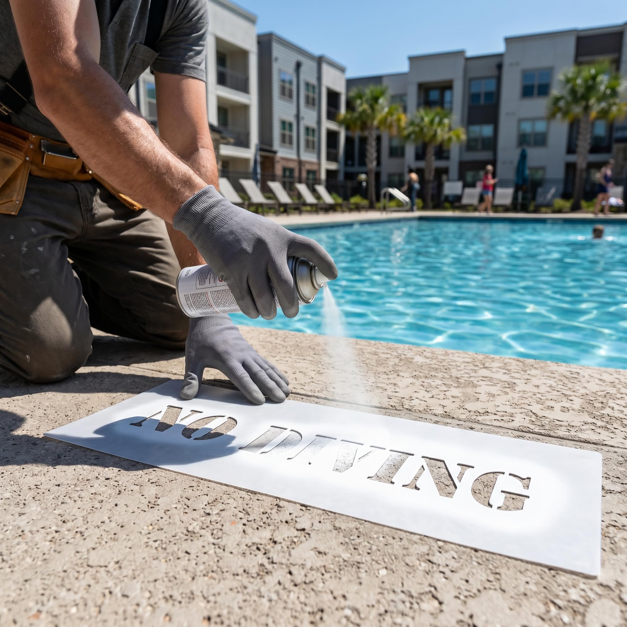 stencil ease depth numbers painted next to pool for readable compliance