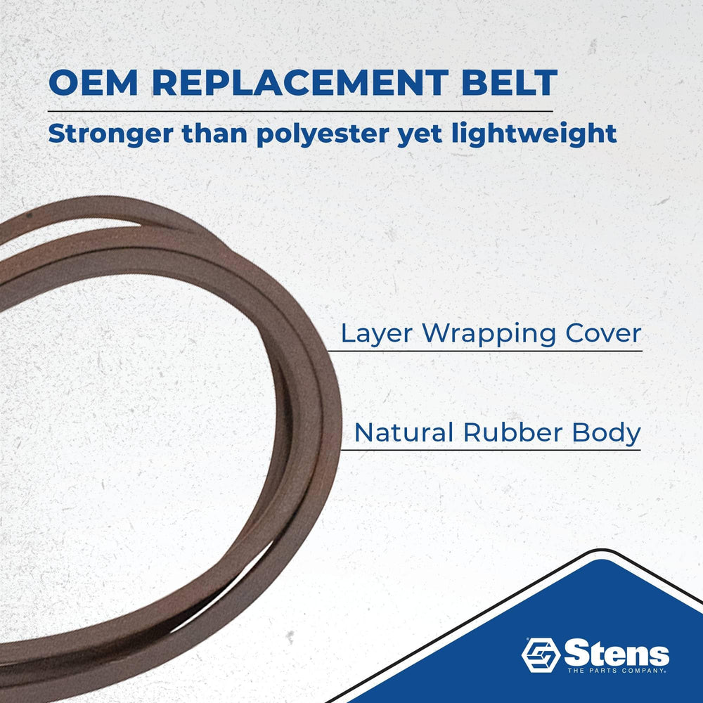 Stens belt next to ruler showing scale and confirming 199 inch length accuracy