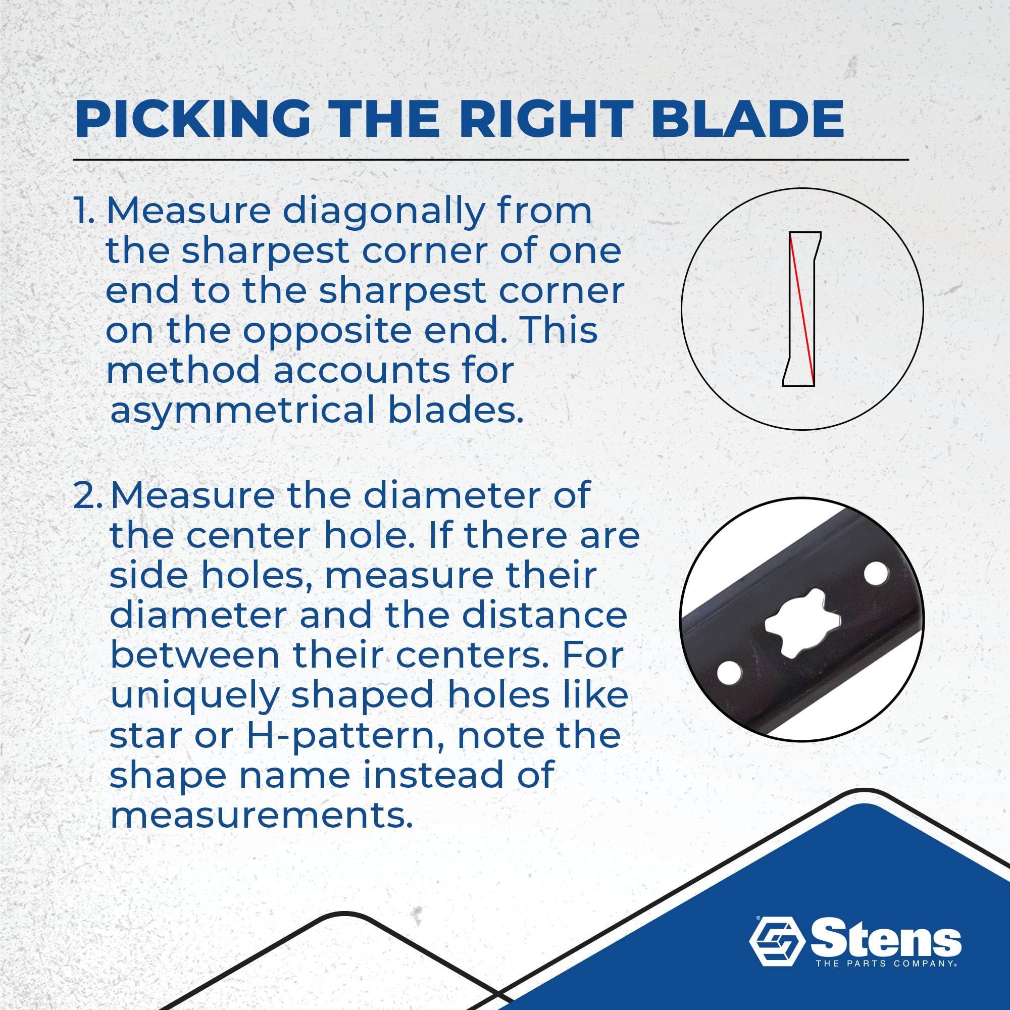 Stens mulching blade on a lawn mower in yard showing better finish benefit