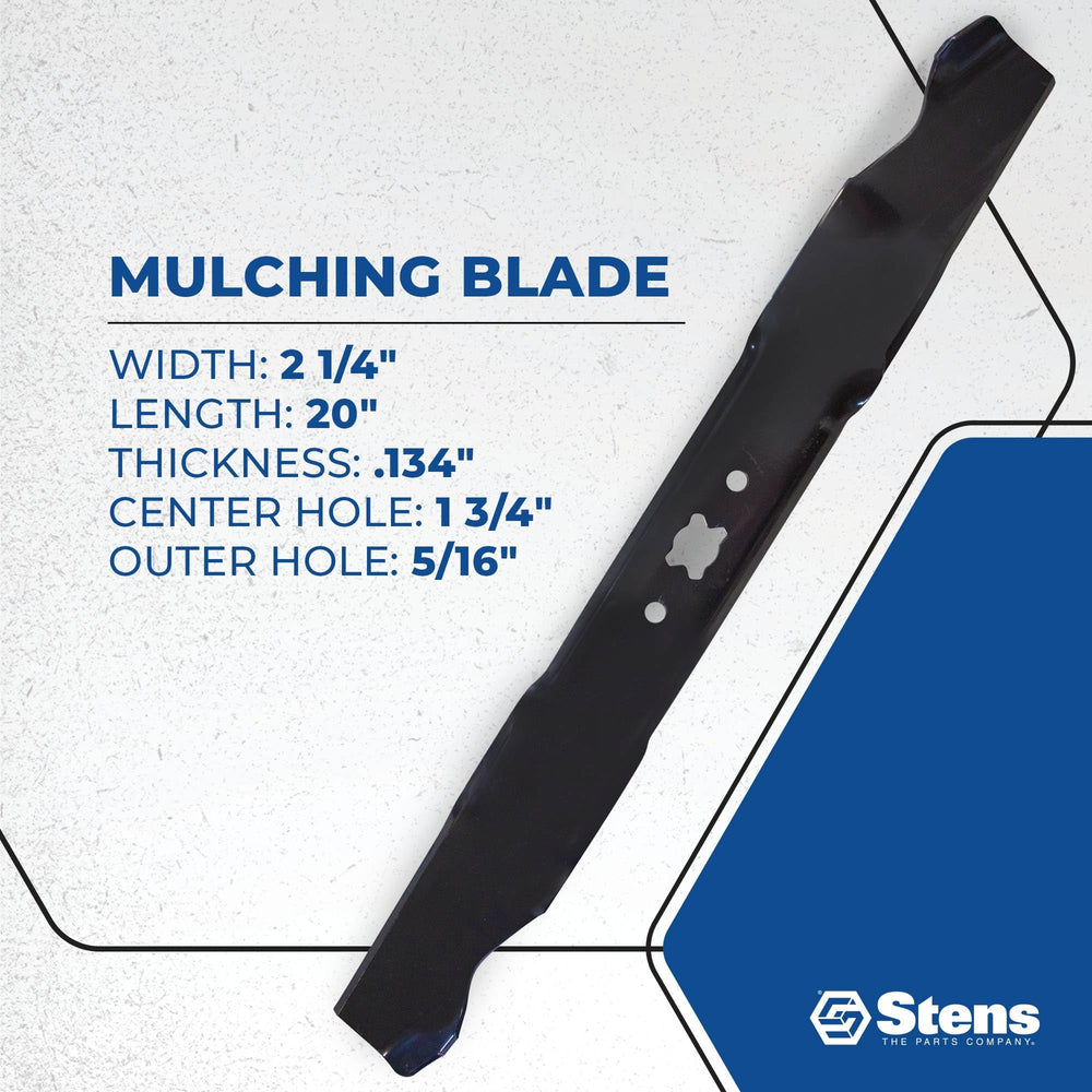 Stens blade side view showing 0.134 inch thickness and durability benefit