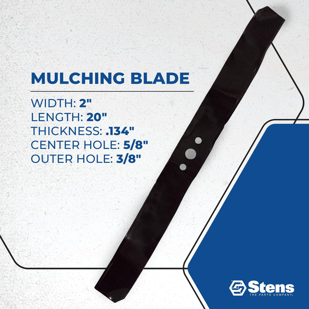 Stens blade beside ruler showing 20-inch length for size verification