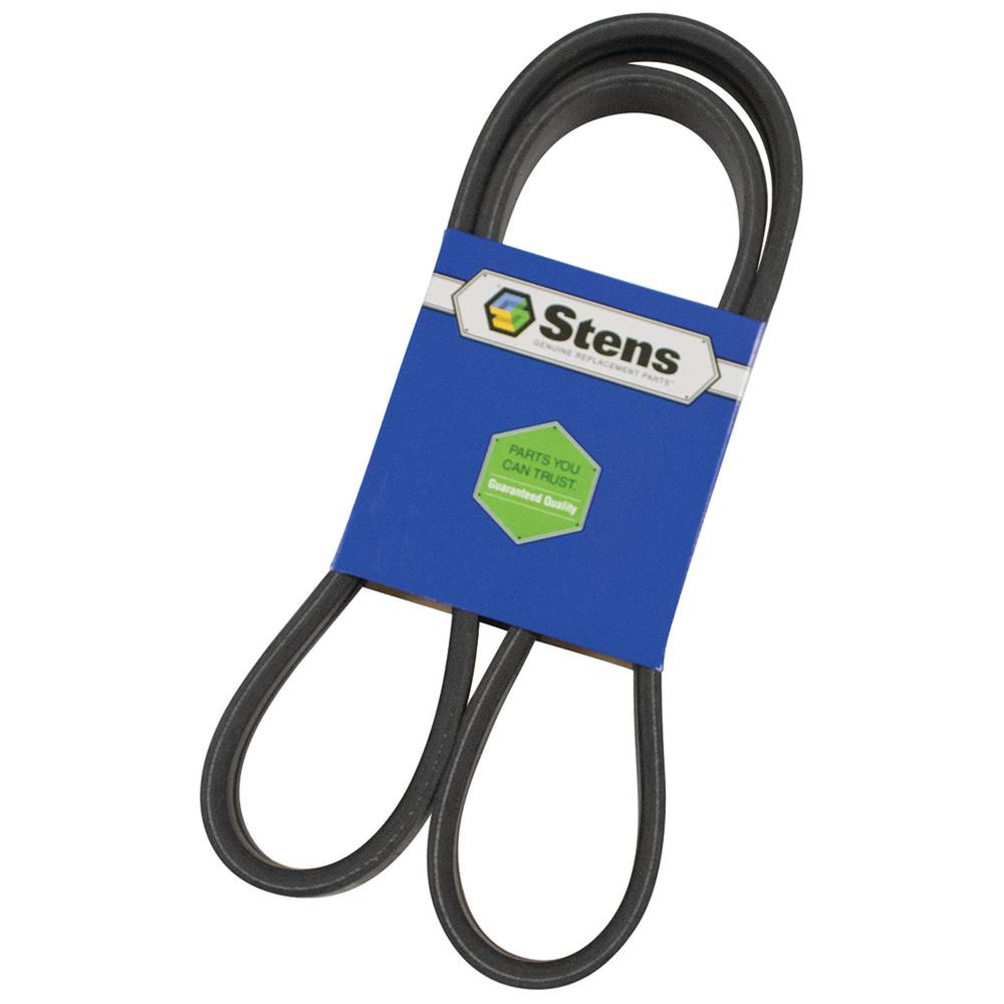 Stens belt front packaging showing part number and compatibility benefits