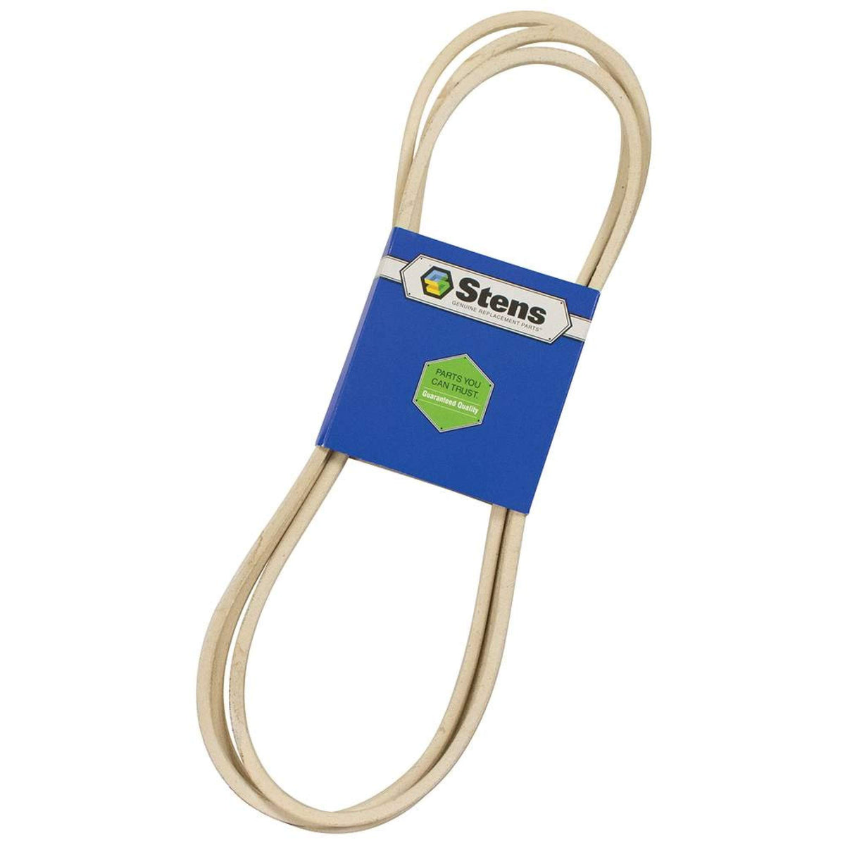 Stens replacement belt front packaging shows model and compatibility benefits
