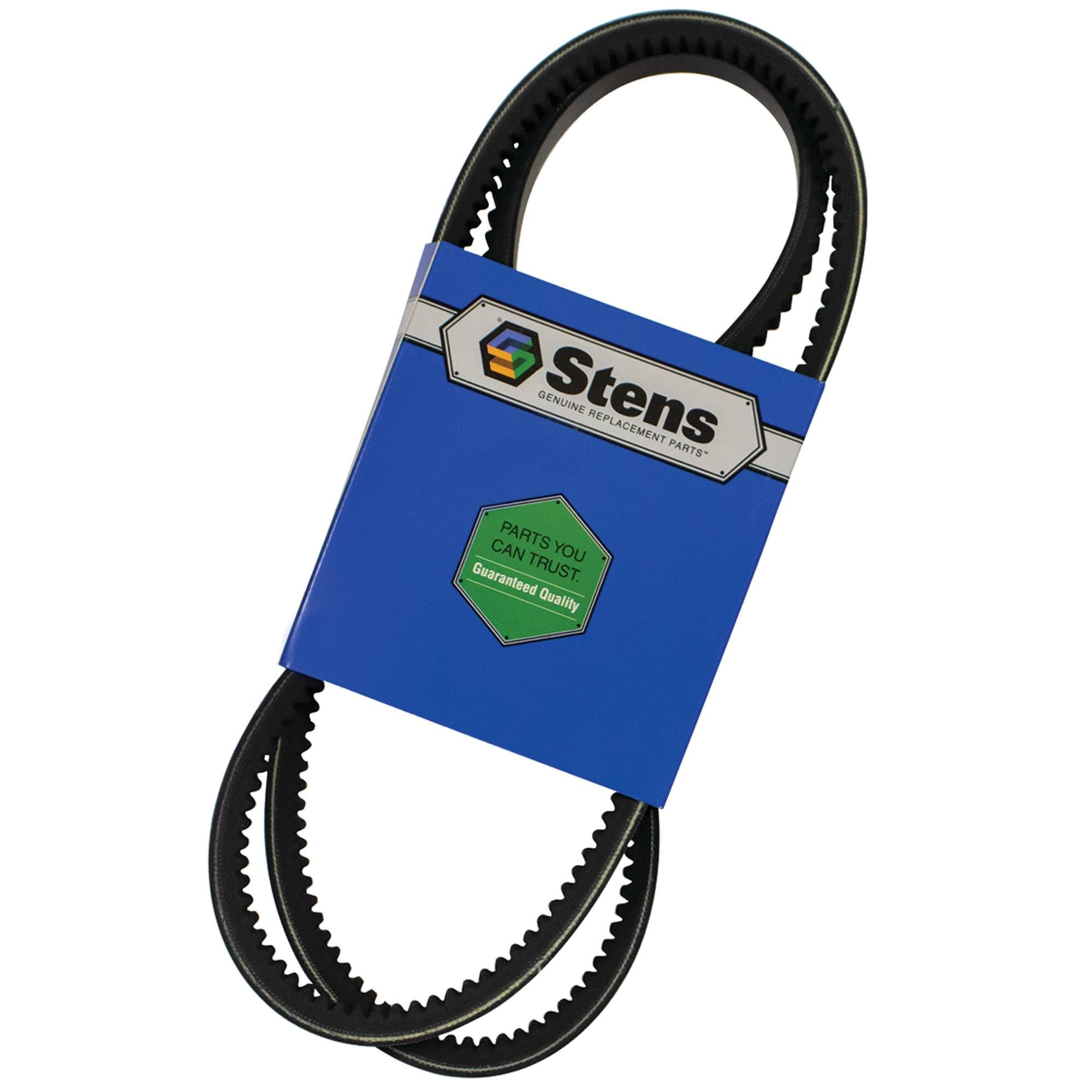 Stens replacement belt front packaging showing part number and fitment benefit