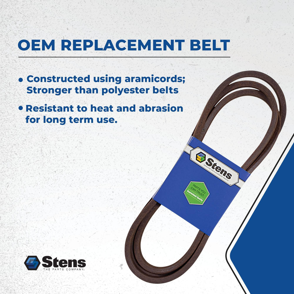 Stens belt engaging idler pulley showing secure fit to reduce slipping on deck drive