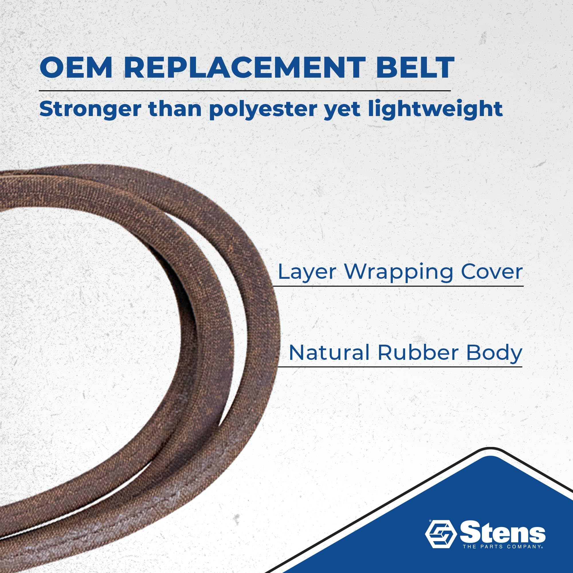 Stens belt routed around pulleys during installation showing proper tensioning guidance