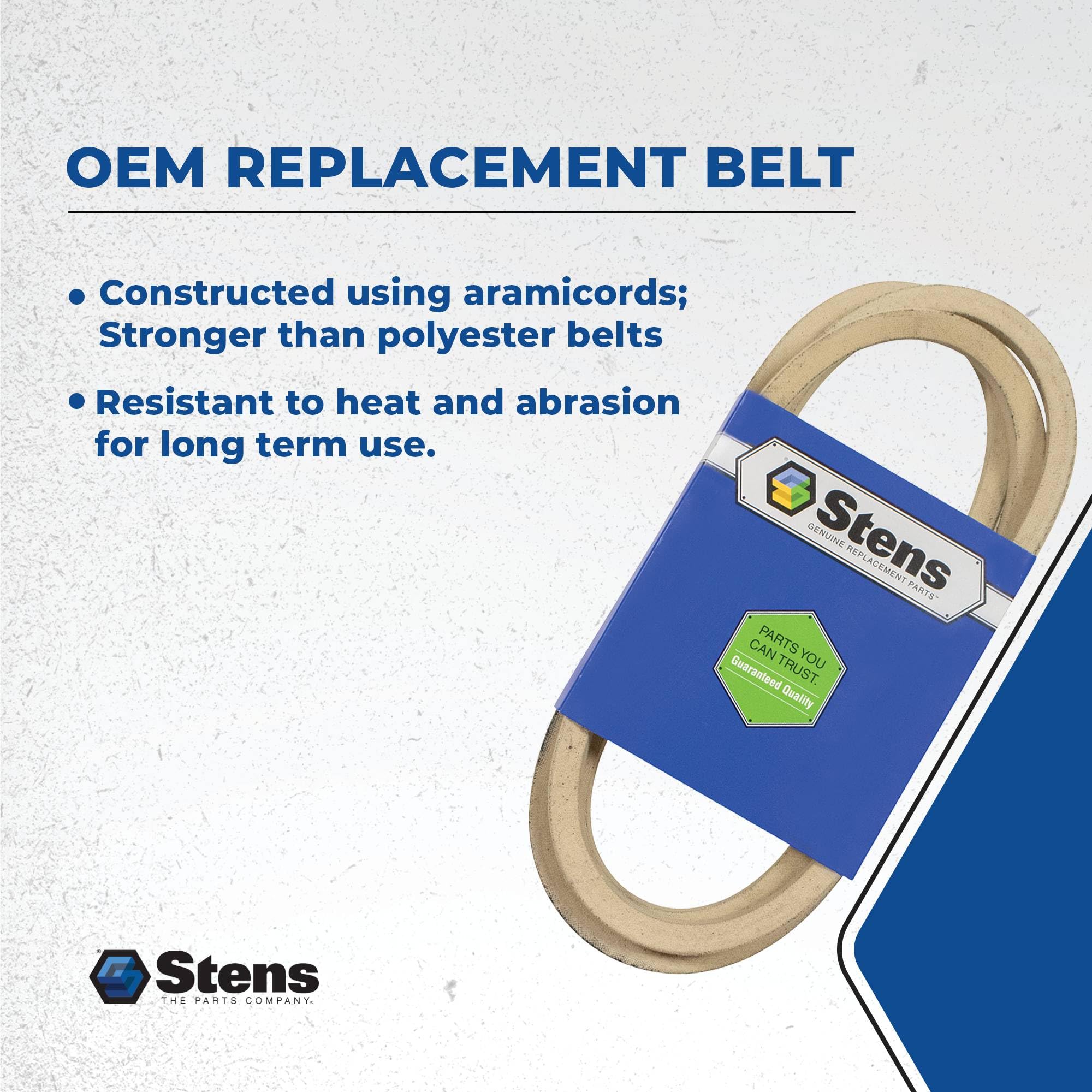 Stens belt edge detail showing 5/8 inch width and profile