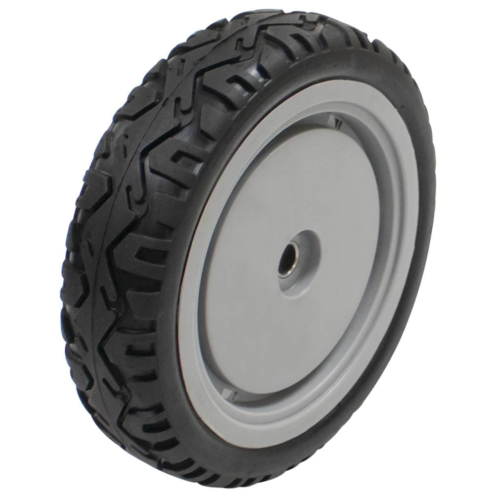 Stens drive wheel front view showing full wheel and hub, improves mower stability