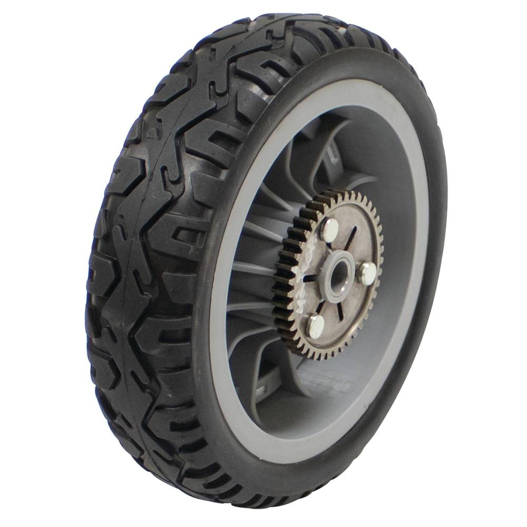 Stens drive wheel close-up of 42-tooth gear and bore, ensures accurate drive engagement