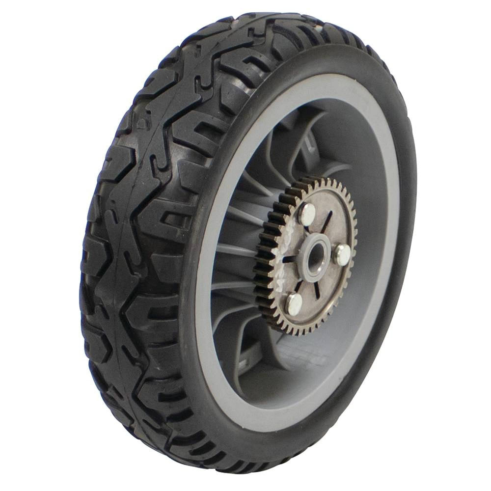 Stens drive wheel close-up of 42-tooth gear and bore, ensures accurate drive engagement