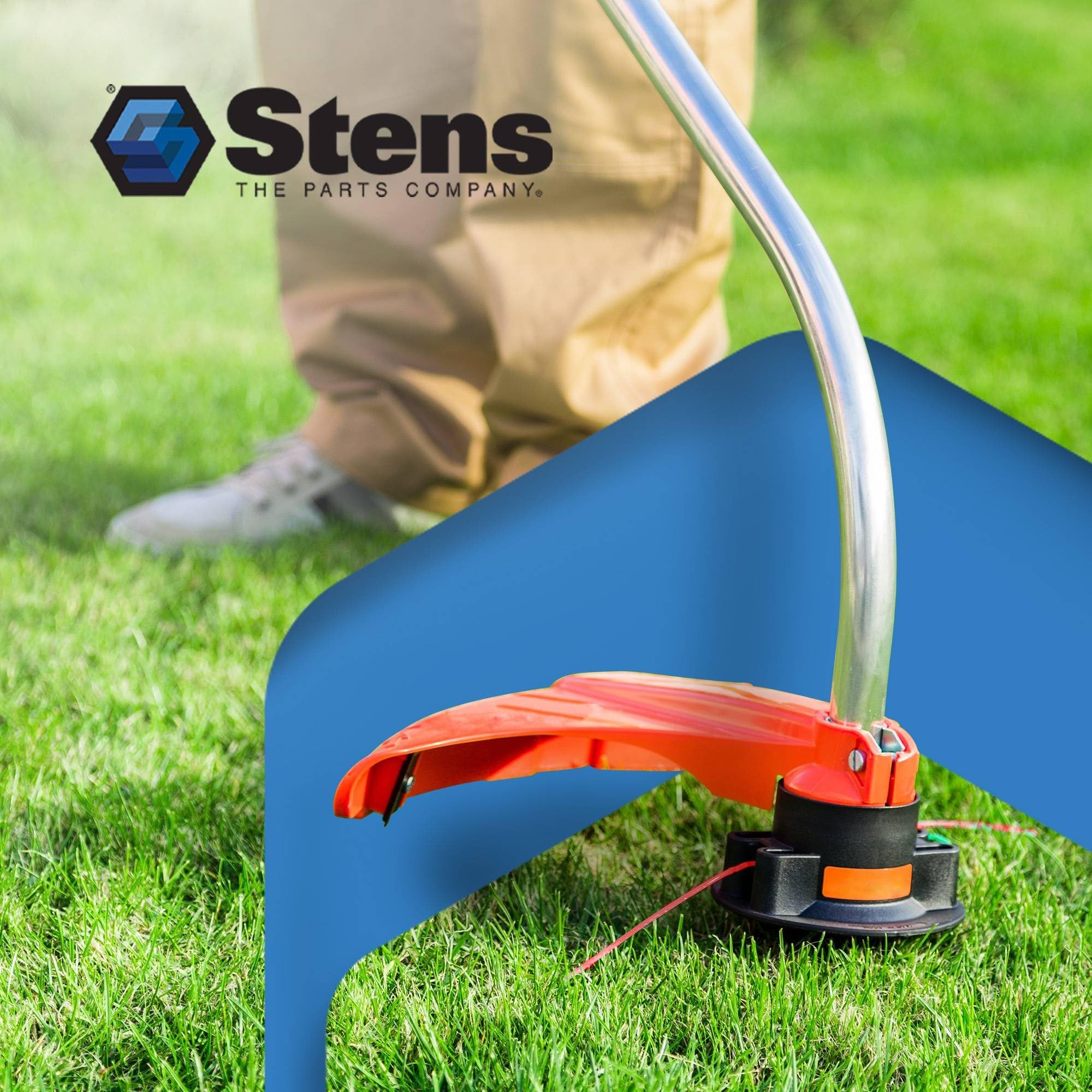 Stens trimmer line used at a yard worksite showing reliable long-run efficiency