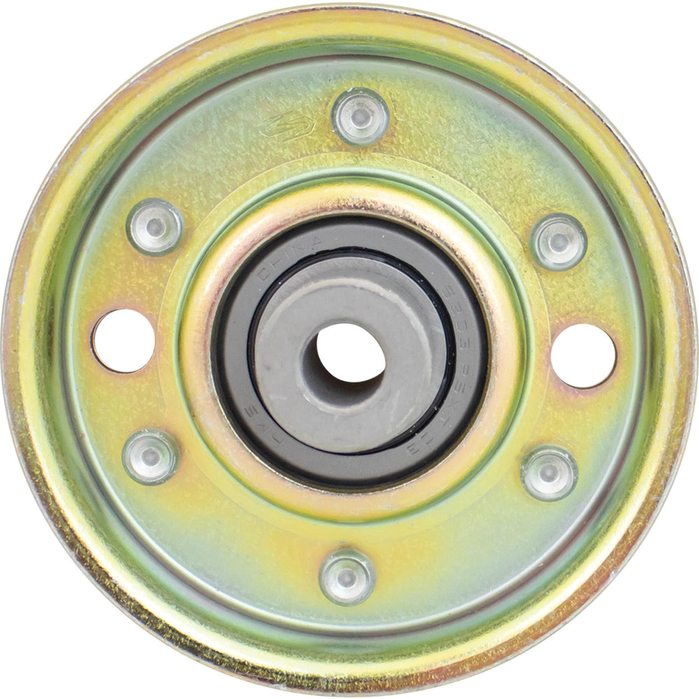 Stens flat idler bore closeup showing 3/8 inch ID for accurate shaft fitment