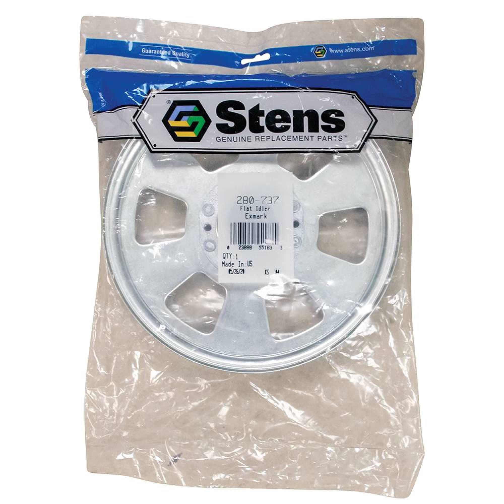 Stens flat idler close-up showing bore and edges, highlights precise dimensions for reliable alignment