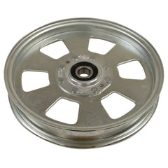 Stens flat idler front view showing metal pulley and mounting hole, ensures correct fit
