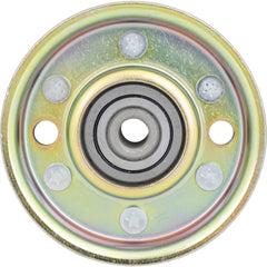 Stens flat idler installed on Scag mower demonstrating restored belt alignment