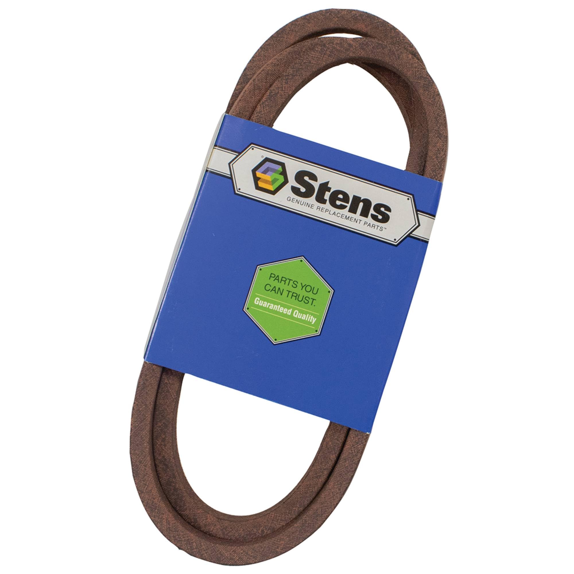 Stens front packaging showing belt model and quick verification benefits