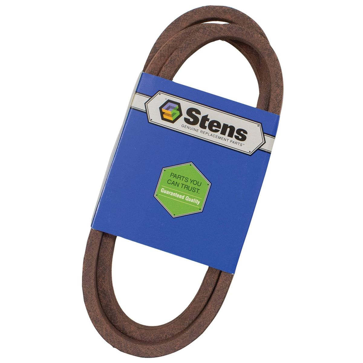 Stens front packaging showing belt model and quick verification benefits