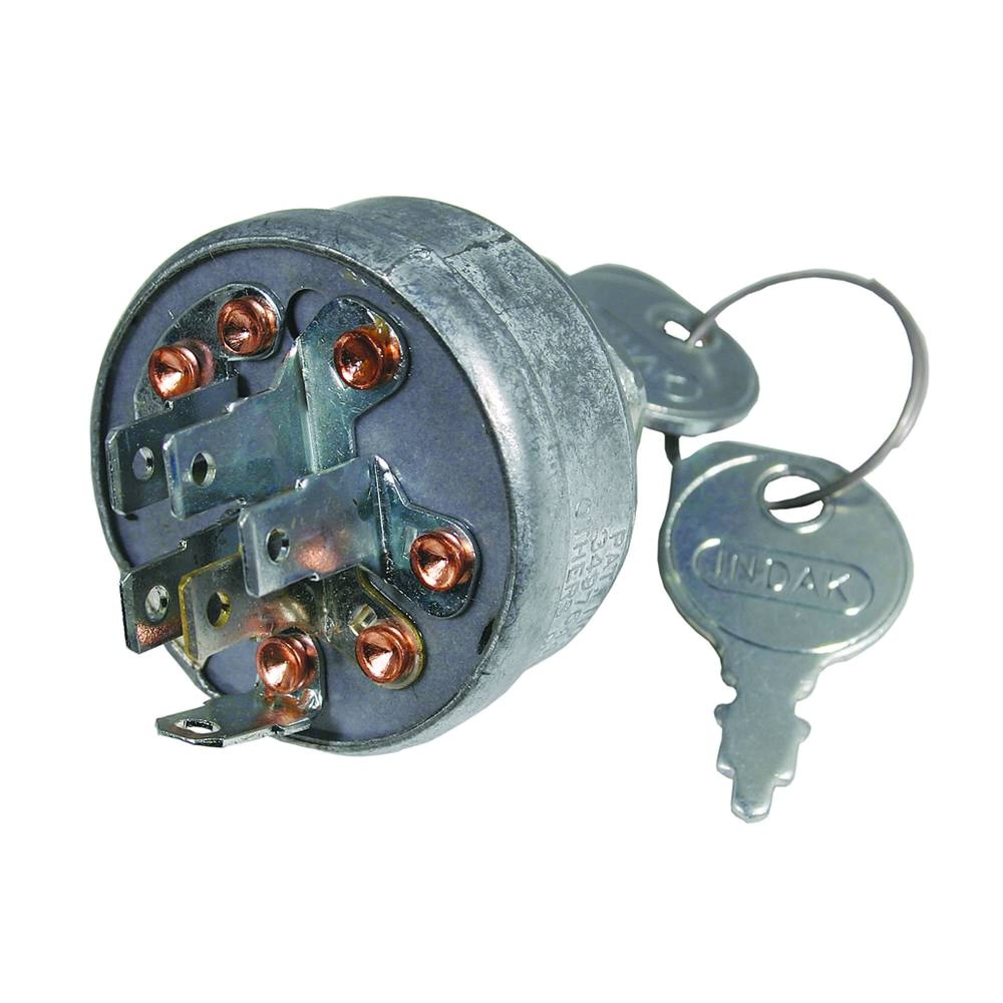 Stens ignition switch front view showing keys and nut, reliable OEM replacement