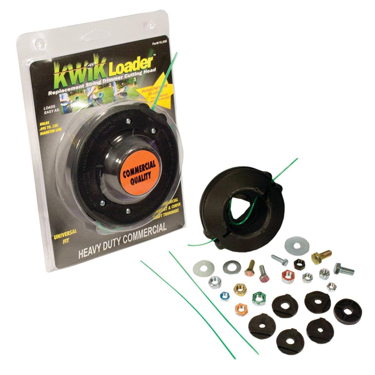 Stens Kwik Loader front view showing mounting hardware and benefit quick installation