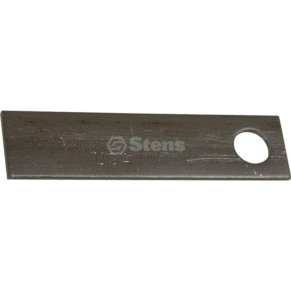 Close-up of Stens blade edge and straight profile for consistent turf contact and durability