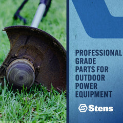 Detail of Stens blade 17/32 inch mounting hole showing precise fit and easy alignment