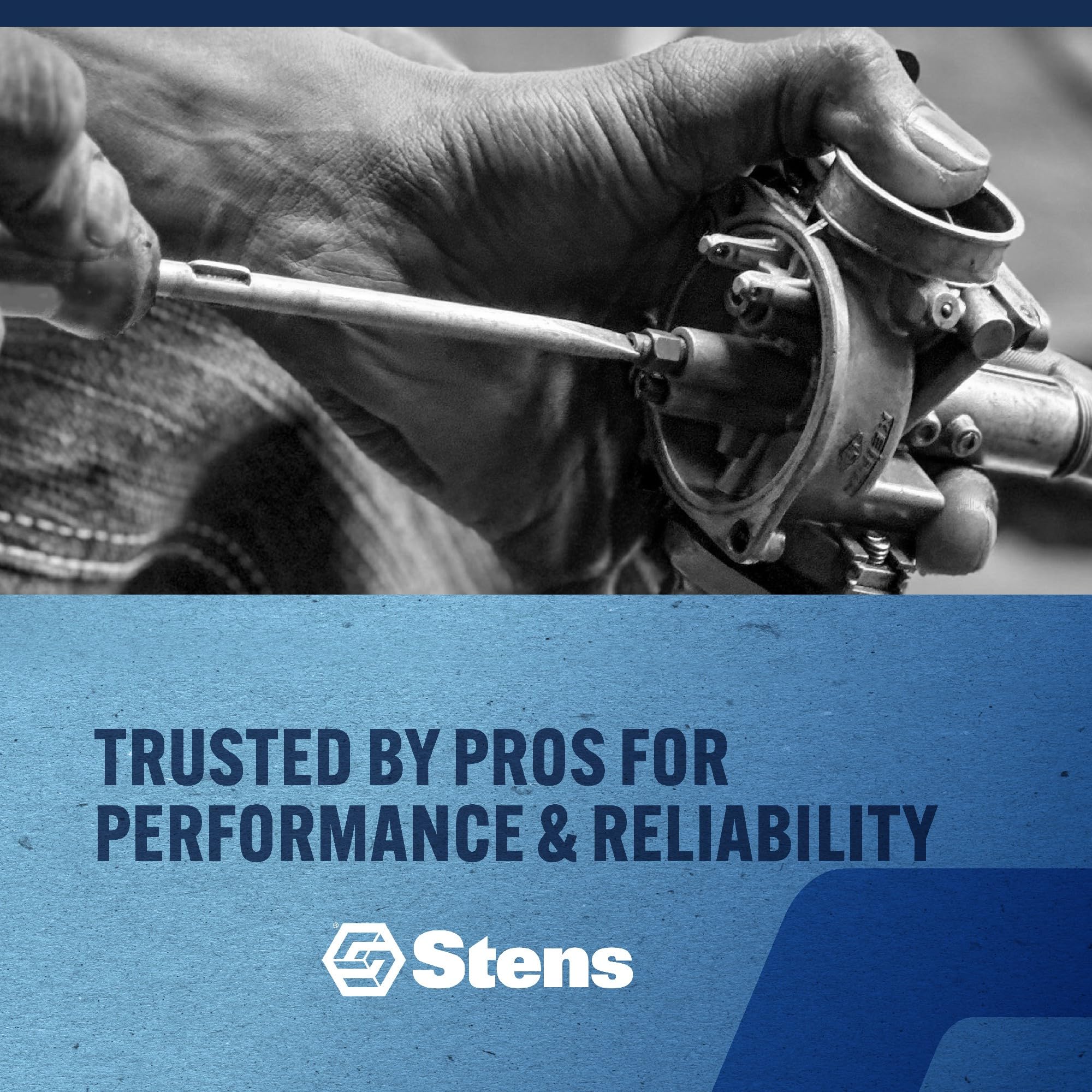 Stens blades beside a ruler showing 4 inch length for quick size verification and ordering confidence