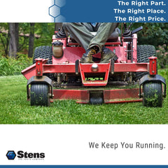 Stens label and size detail showing 13x5.00-6 spec and easy fit verification
