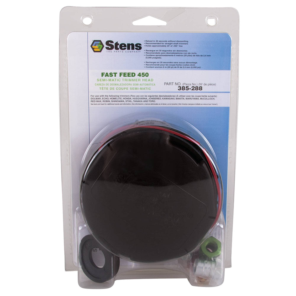 Stens Speed Feed 450 installed on a straight-shaft trimmer demonstrating faster feed