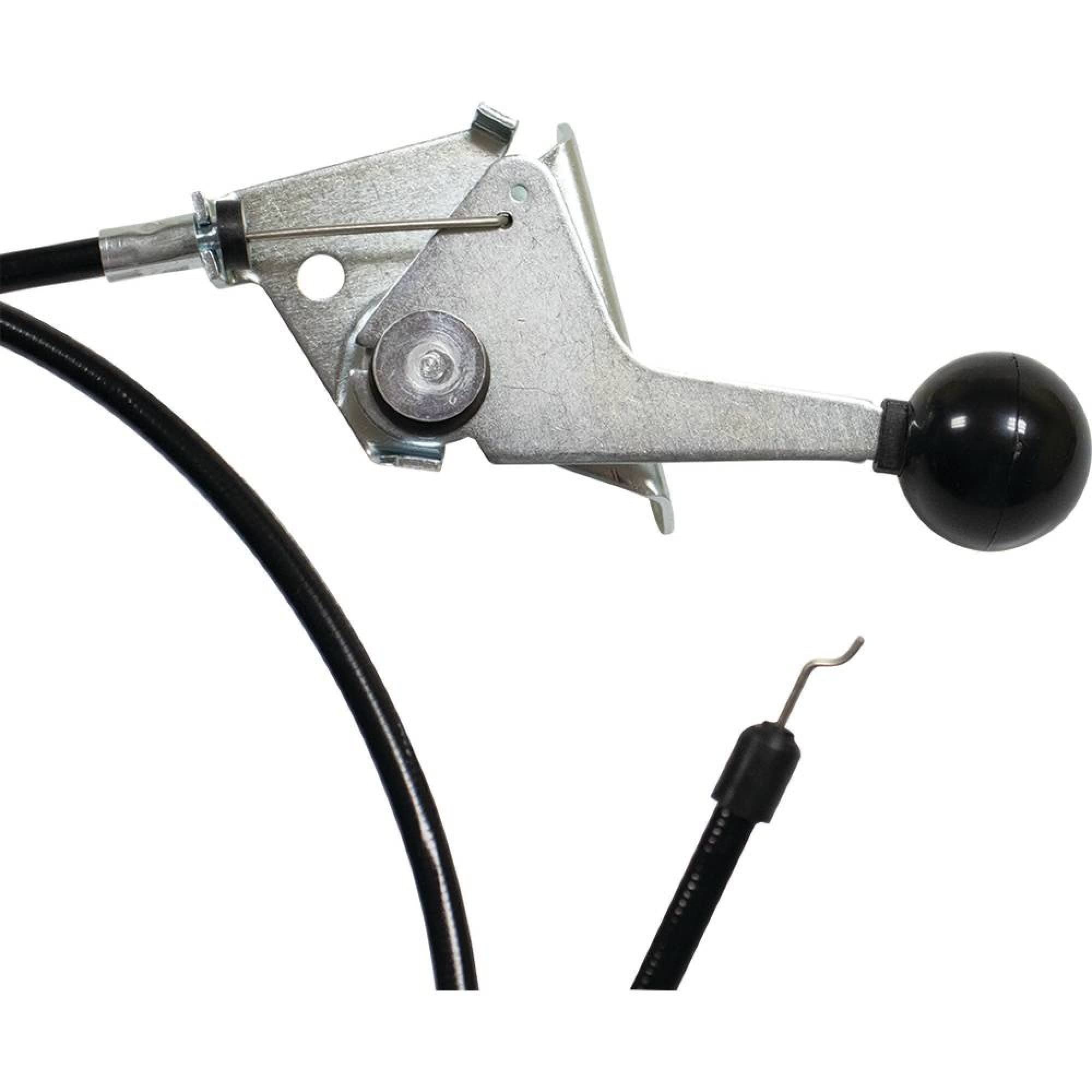 Stens throttle cable close-up of conduit end for protected routing benefit