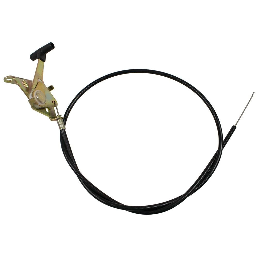 Stens throttle control cable front view showing full length and black conduit, ensures correct fit