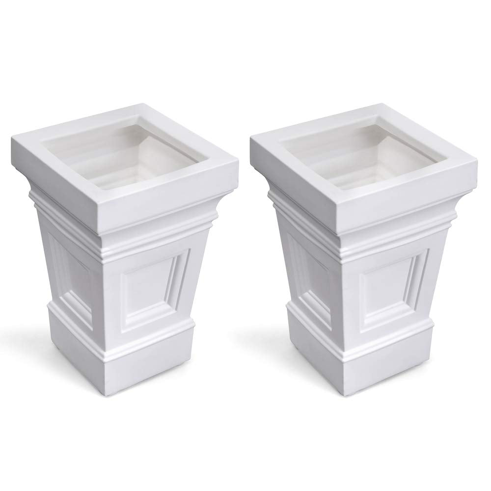 Step2 front view of white Atherton Square Planter showing clean modern shape and curb appeal