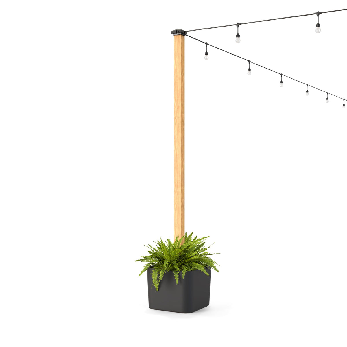 Step2 front view of Firefly two-pack planter bases showing modern black look and easy setup