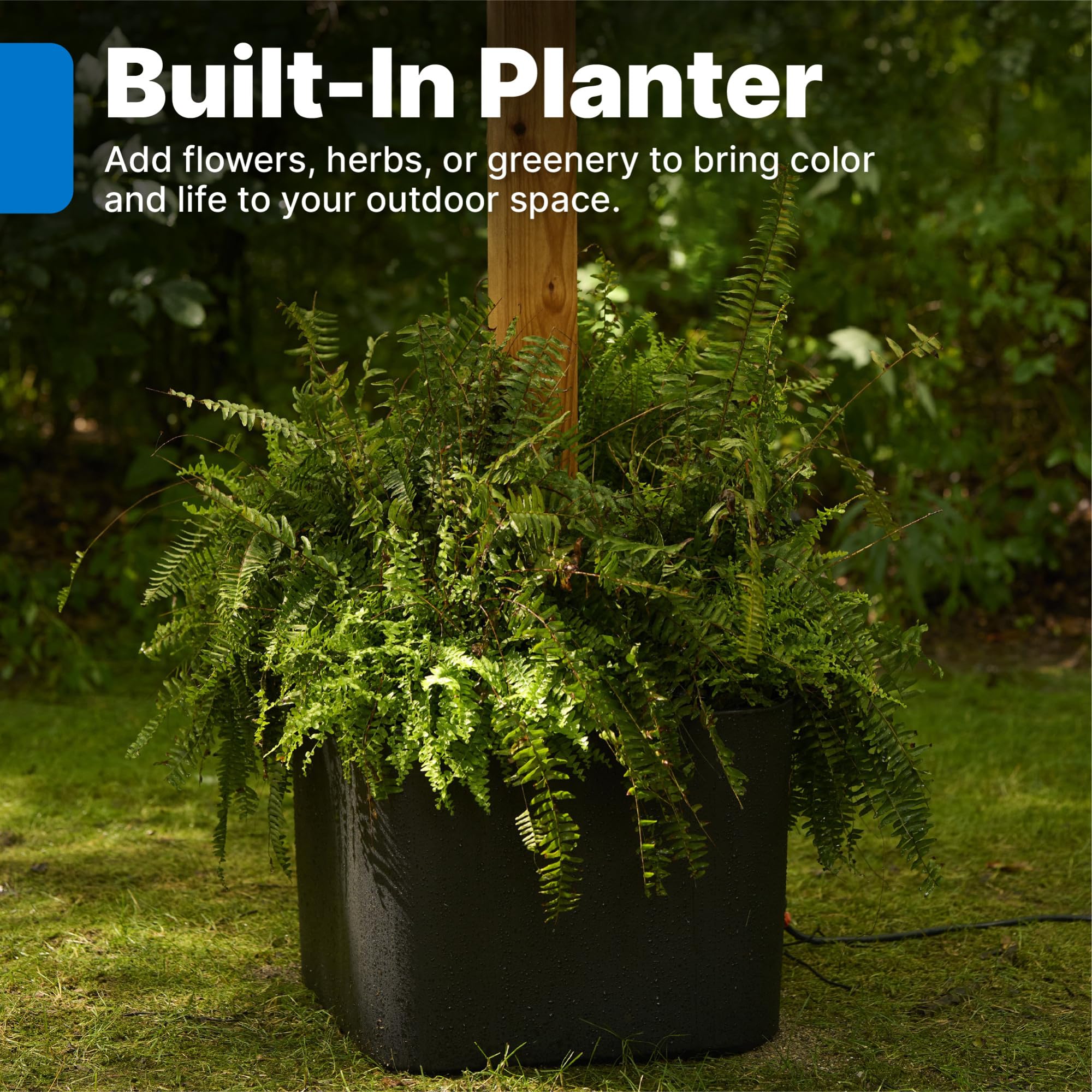 Step2 planter filled with colorful flowers demonstrating decorative planting and added stability