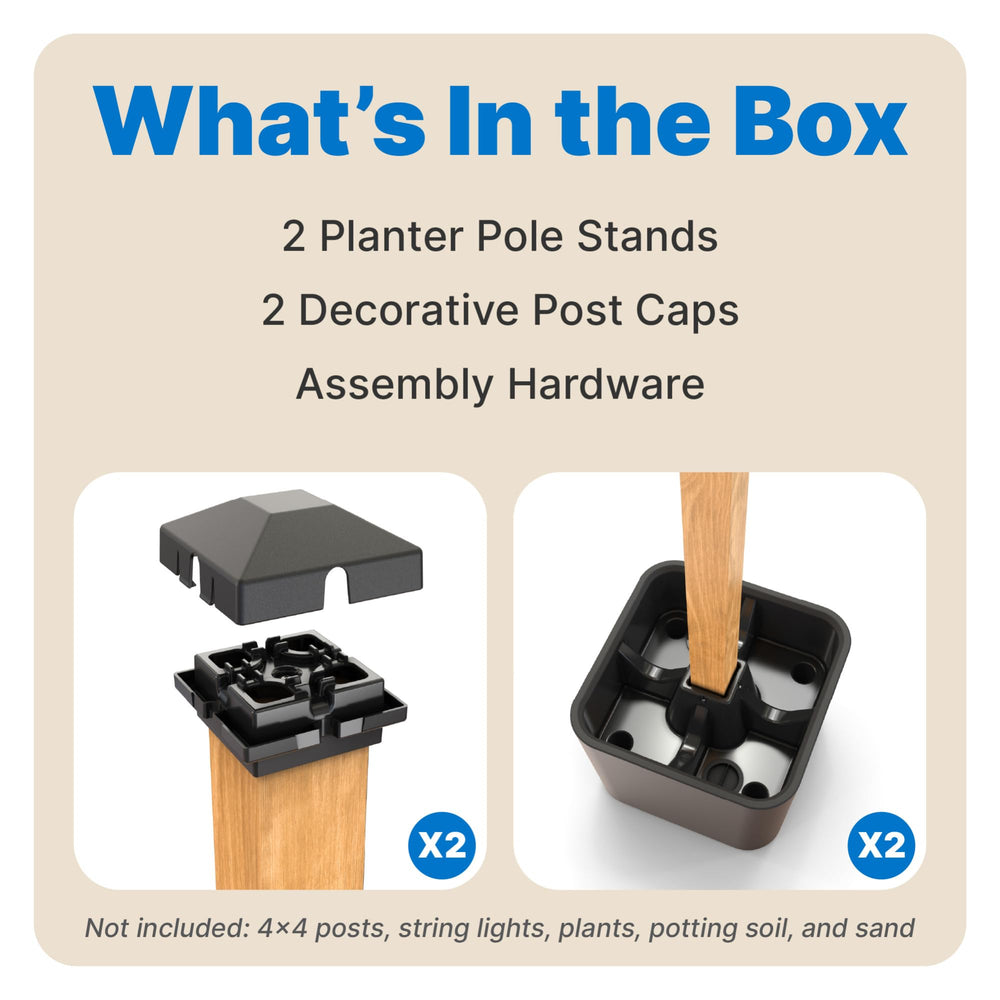 Step2 product shown with a 4x4 post for scale to confirm compatible post dimensions