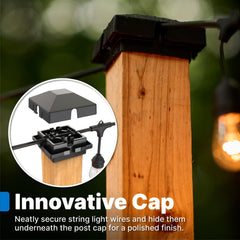 Step2 Firefly pair with string lights lit at dusk showing ambiance for outdoor entertaining
