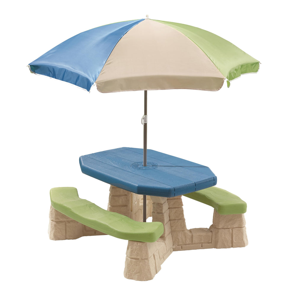 Step2 picnic table front view showing full set and seating benefit