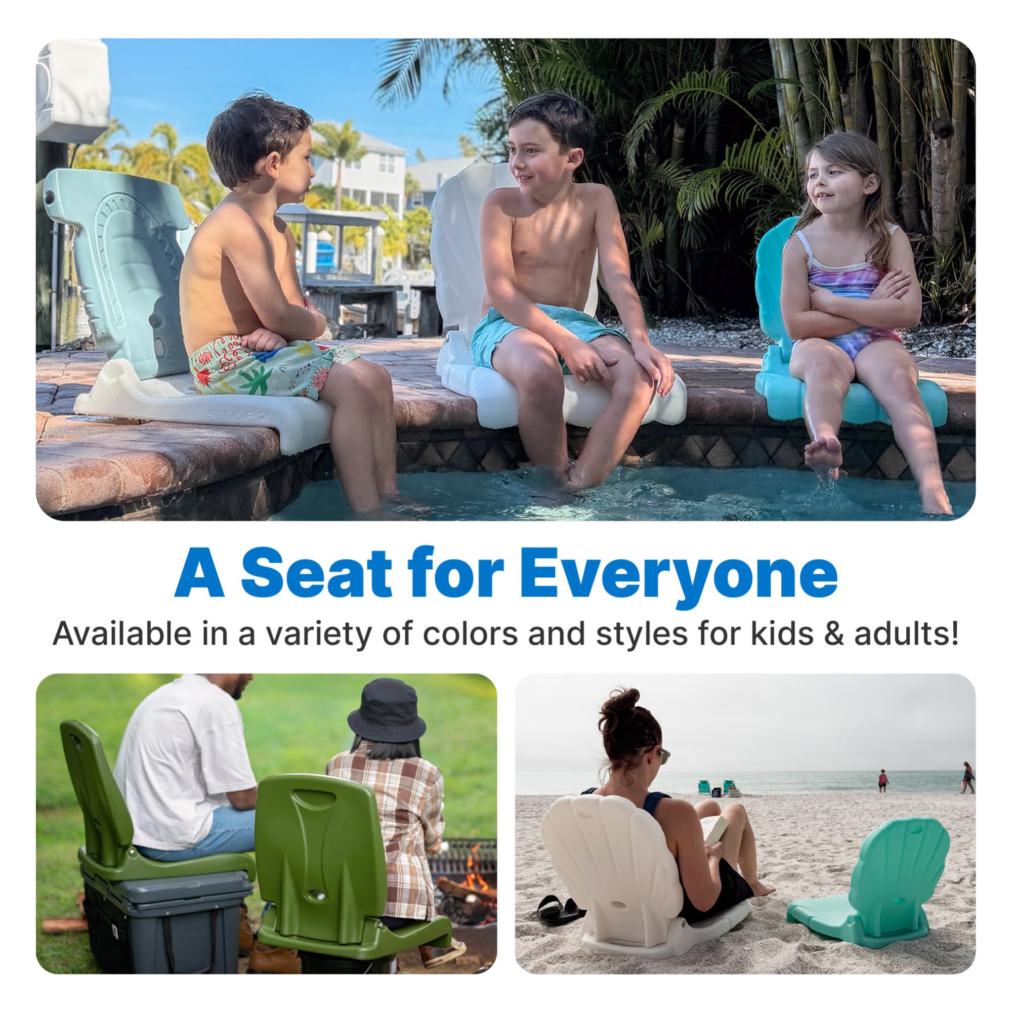 Step2 seat next to child showing compact dimensions and child-friendly scale